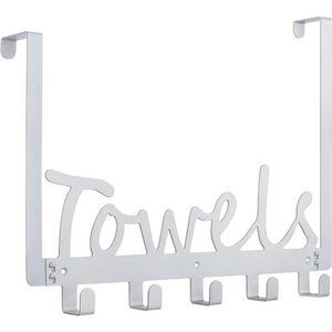 Towel Holder Bath Over The Door 5 Hooks Organizer Rack Heavy-Duty Organizer
